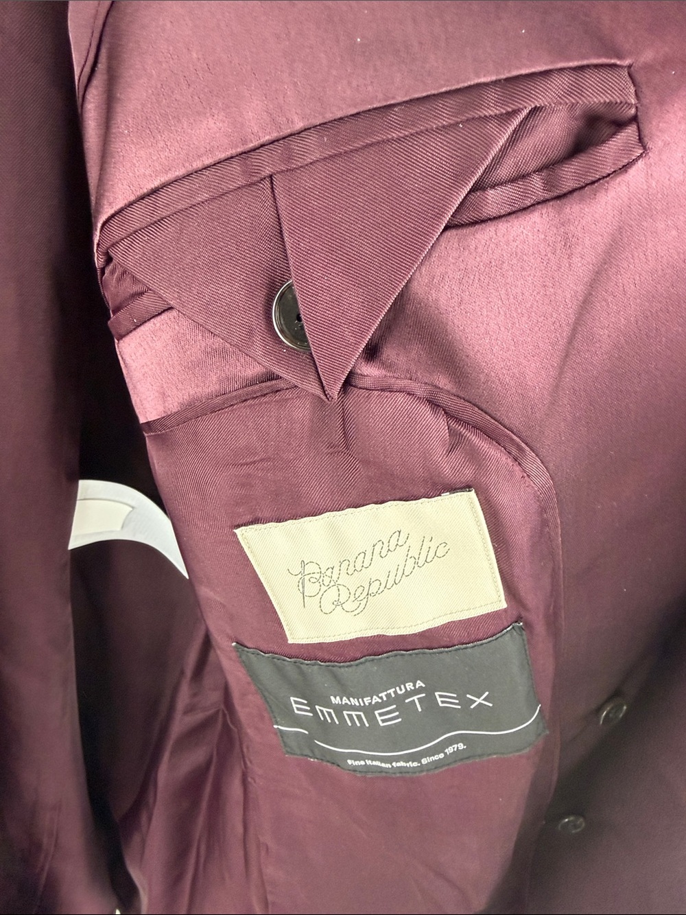 Banana Republic Isa Italian Satin Double-Breasted Blazer in Purple Prune - Picture 10 of 15